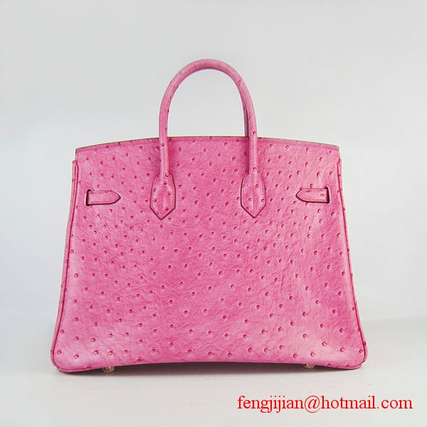 Hermes Birkin 35cm Ostrich Veins Handbag Light Peachblow 6089 Gold Hardware